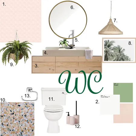WC Pink &amp; Green Interior Design Mood Board by Elements Aligned Interior Design on Style Sourcebook