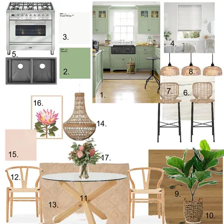 Kitchen Green &amp; Pink Interior Design Mood Board by Elements Aligned Interior Design on Style Sourcebook