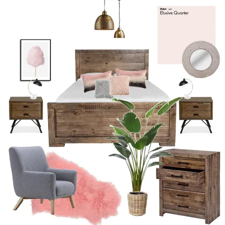 Pink and grey Wood Bedroom Interior Design Mood Board by Holi Home on Style Sourcebook