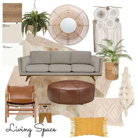 Boho Living Space Yellow Interior Design Mood Board by bronwynfox on Style Sourcebook