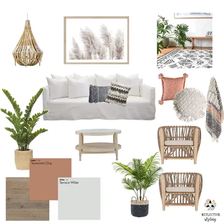 Casual Coastal Lounge room Interior Design Mood Board by Reflective Styling on Style Sourcebook