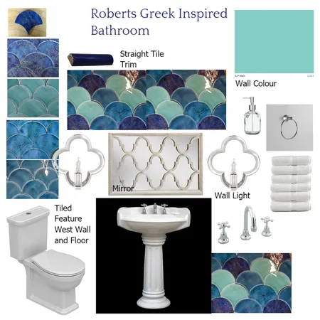 Roberts Greek Inspired Powder Room Interior Design Mood Board by Interior Joy on Style Sourcebook