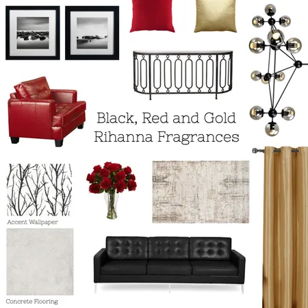 Black, Red and Gold Interior Design Mood Board by alyssaig on Style Sourcebook