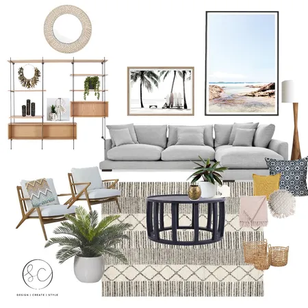 Beach Boho Living Room Interior Design Mood Board by Sara Campbell on Style Sourcebook