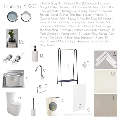 Laundry / WC Sample Board Interior Design Mood Board by Bronwyn on Style Sourcebook
