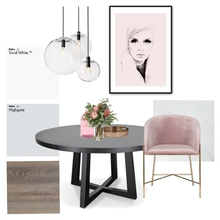 Project- Belle House Pink dining Interior Design Mood Board by Moody Aesthetic Interiors on Style Sourcebook