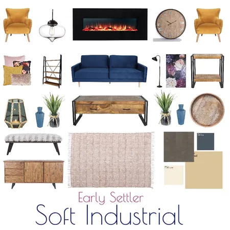 Soft Industrial Living Interior Design Mood Board by Natalie V on Style Sourcebook