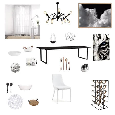 Achromatic Dining room Interior Design Mood Board by moonyadesign on Style Sourcebook