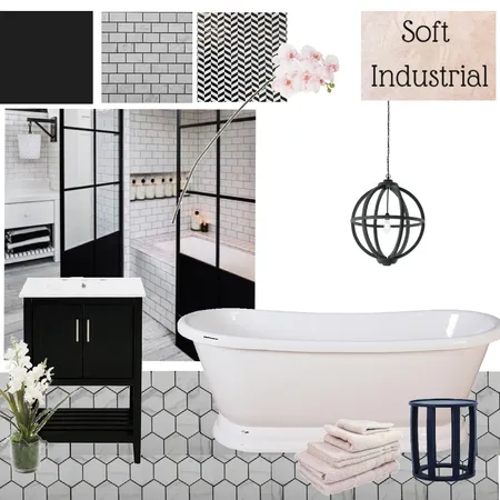 Soft Industrial Bathroom Interior Design Mood Board by LC Interiors on Style Sourcebook
