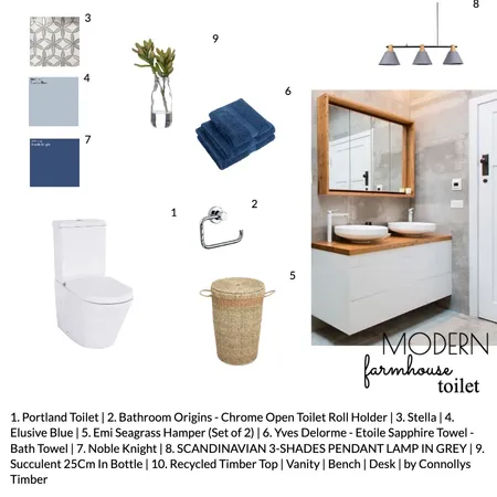 Modern Farmhouse toilet Interior Design Mood Board by Annalisa on Style Sourcebook