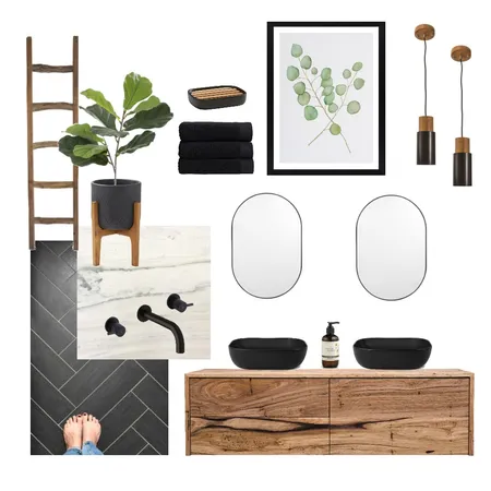black rustic bathroom Interior Design Mood Board by iva.izman on Style Sourcebook