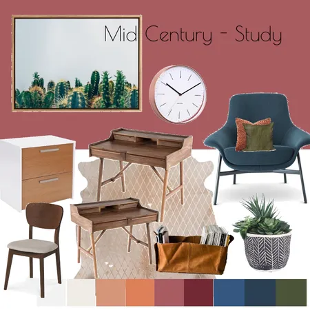 mid century modern study Interior Design Mood Board by Oleander & Finch Interiors on Style Sourcebook