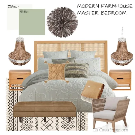 Modern Farmhouse Master Bedroom Interior Design Mood Board by Casa & Co Interiors on Style Sourcebook