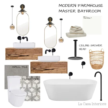 Modern Farmhouse Master Bathroom Interior Design Mood Board by Casa & Co Interiors on Style Sourcebook