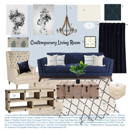 Contemporary Living Room Interior Design Mood Board by KHirschi on Style Sourcebook