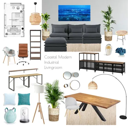 Oana's Coastal Modern Industrial Living room Interior Design Mood Board by IuliaMona on Style Sourcebook
