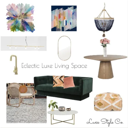 Ella Eclectic Luxe Living Space Interior Design Mood Board by Luxe Style Co. on Style Sourcebook