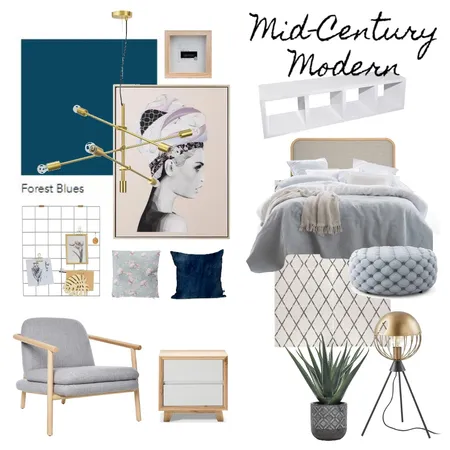 Mid-Century Modern Bedroom Interior Design Mood Board by unicatheunicorn on Style Sourcebook