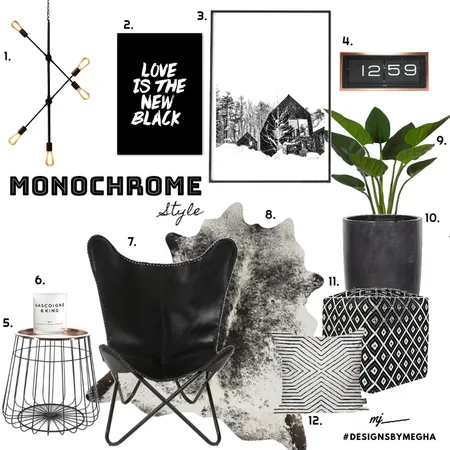 Monocrome style Interior Design Mood Board by Megha on Style Sourcebook