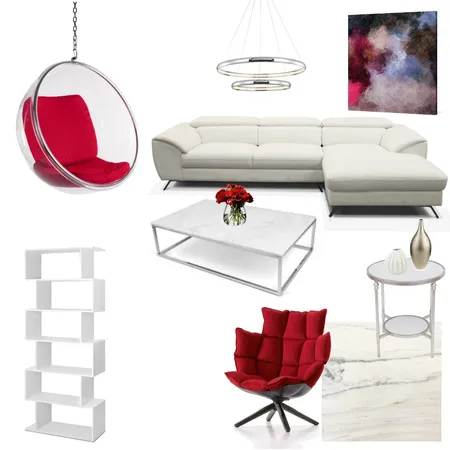 Modern white and red living room Interior Design Mood Board by Holi Home on Style Sourcebook