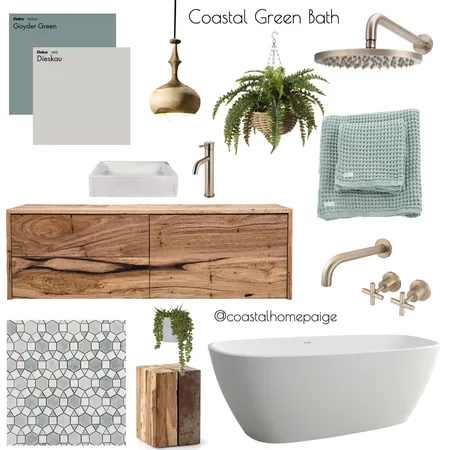 Coastal Green Bath Interior Design Mood Board by CoastalHomePaige on Style Sourcebook