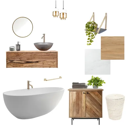 Bathroom Wood and Stone Interior Design Mood Board by Holi Home on Style Sourcebook