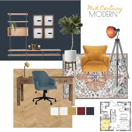 Mid Century / Modern Study Interior Design Mood Board by ktm_design on Style Sourcebook