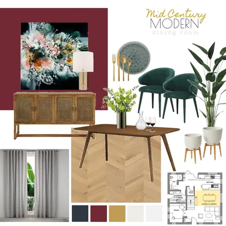 Mid Century / Modern Dining Room Interior Design Mood Board by ktm_design on Style Sourcebook