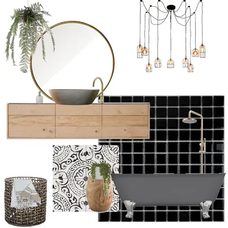 Bathroom with Black Interior Design Mood Board by hannlennon on Style Sourcebook