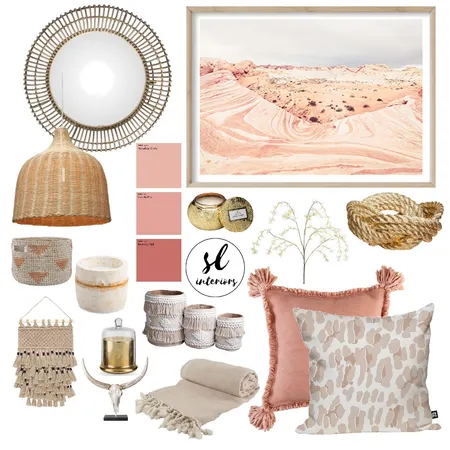 Warm Pink Living Decor Interior Design Mood Board by Shannah Lea Interiors on Style Sourcebook