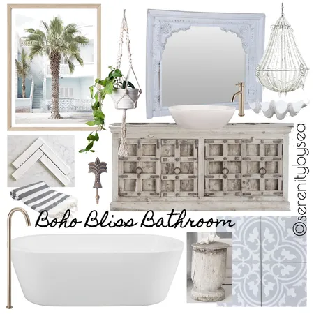 Boho Bliss Bathroom Interior Design Mood Board by serenitybysea on Style Sourcebook