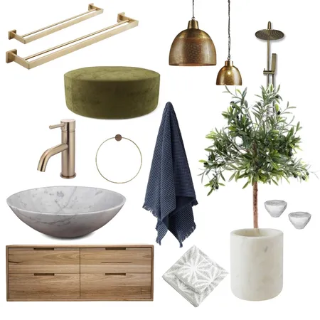Brass Olive Bathroom Interior Design Mood Board by Cevans on Style Sourcebook