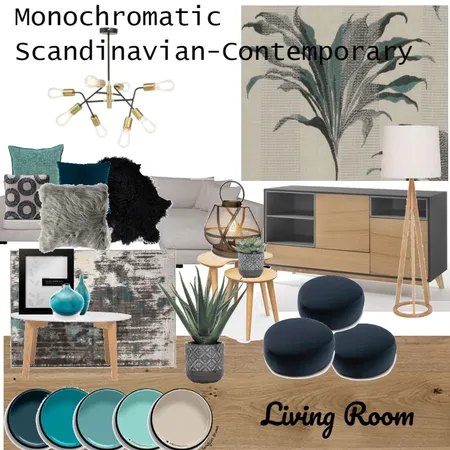 Monochromatic Scandinavian Contemporary Living Room Interior Design Mood Board by JennyMynhardt on Style Sourcebook