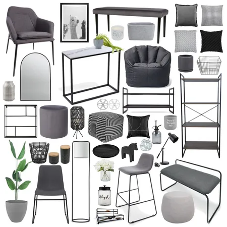 Kmart monochrome Interior Design Mood Board by Thediydecorator on Style Sourcebook