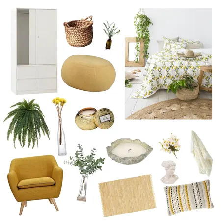 yellow &amp; white bedroom Interior Design Mood Board by olivia.jones on Style Sourcebook