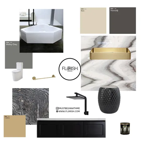 MARBLE MOODY BATHROOM Interior Design Mood Board by FLƏRISH on Style Sourcebook