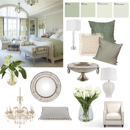 Green bedroom Interior Design Mood Board by CharlieBe on Style Sourcebook