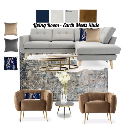 Earth &amp; Navy-blue Living Room Interior Design Mood Board by Nqobile Mthembu on Style Sourcebook