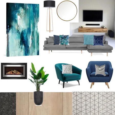 Lounge Black teal cobolt Interior Design Mood Board by Nicole_Peters_Style on Style Sourcebook