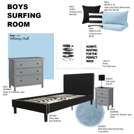 BOYS SURFING ROOM Interior Design Mood Board by HuntingForBeautBargains on Style Sourcebook