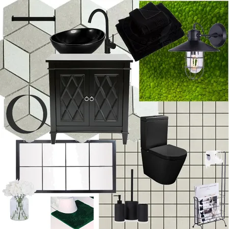 Toilet black and living wall Interior Design Mood Board by minou on Style Sourcebook
