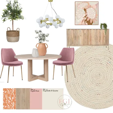 Dining Room Pink Interior Design Mood Board by Eliza Grace Interiors on Style Sourcebook