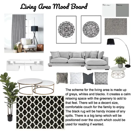 Achromatic Living Area Space Interior Design Mood Board by brooke.mckenzie95 on Style Sourcebook