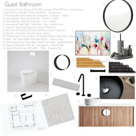 Guest Bathroom Interior Design Mood Board by brittanydoueihi on Style Sourcebook