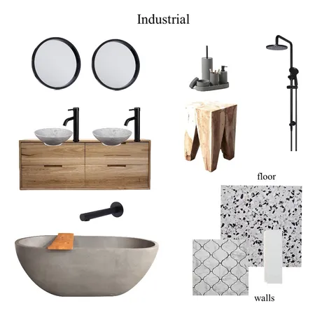 Bathroom. industrial Interior Design Mood Board by Styledyourway on Style Sourcebook