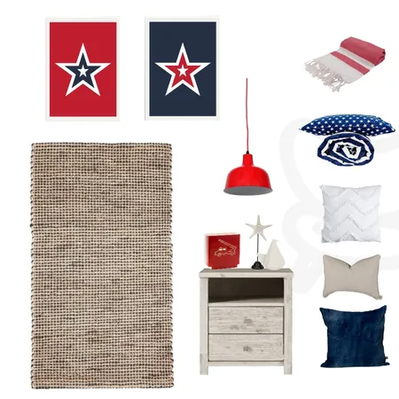 Boys blue and red bedroom styling Interior Design Mood Board by My Interior Stylist on Style Sourcebook