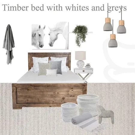 Dark timber bed with white and grey styling Interior Design Mood Board by My Interior Stylist on Style Sourcebook