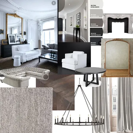 Achromatic Living Room Interior Design Mood Board by jaskohan on Style Sourcebook
