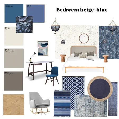 Bedroom beige+blue Interior Design Mood Board by Zhenya on Style Sourcebook
