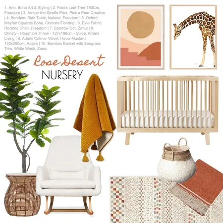 Rose Desert Nursery Interior Design Mood Board by Kingfisher Bloom Interiors on Style Sourcebook